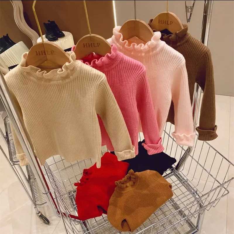 Girls sweater autumn/winter solid color long sleeved baby knitted fashion 0-6 year old childrens top W241025