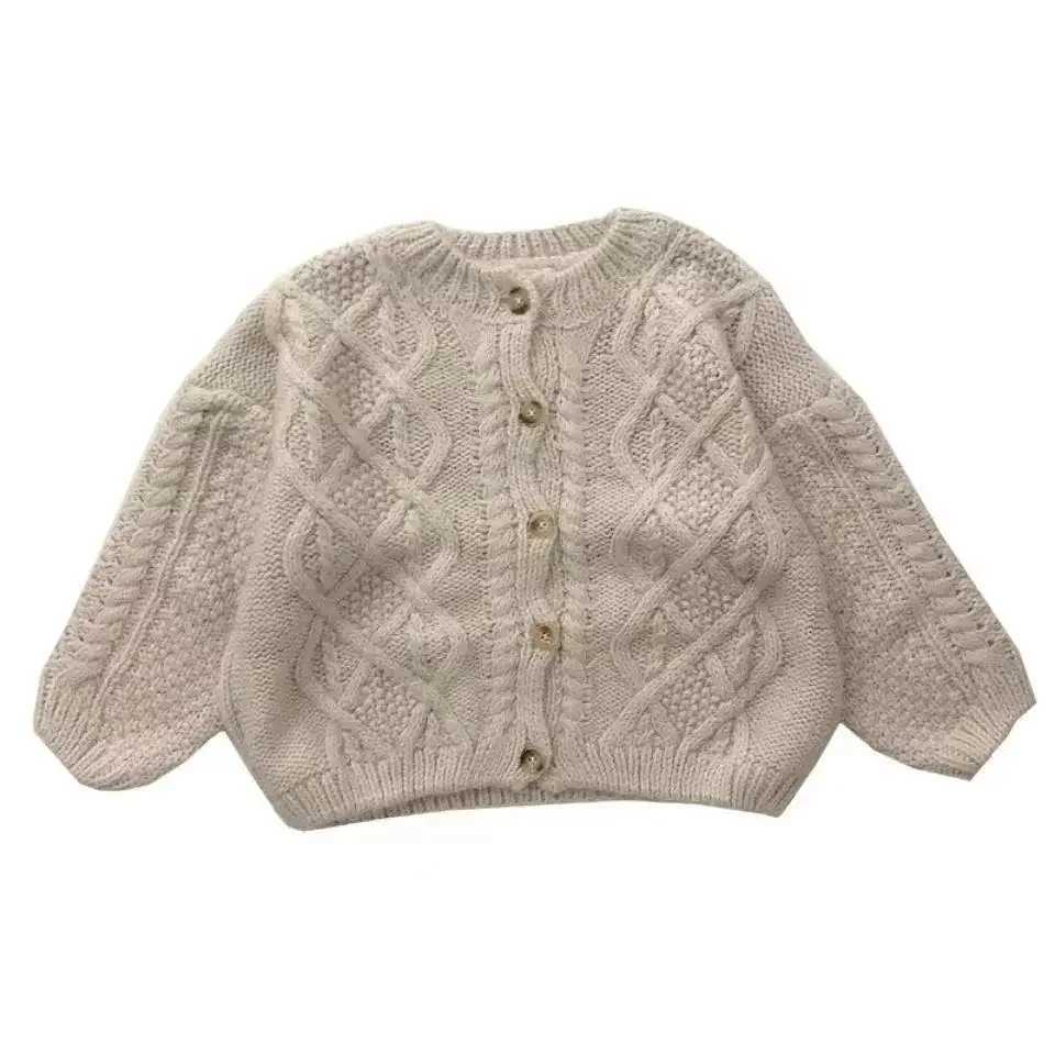 Childrens Sweater 2023 Autumn/Winter New Knitted Coat Thick Boys and Girls Sweater Treasure Sweater Girls Korean Twisted Cardigan W241025