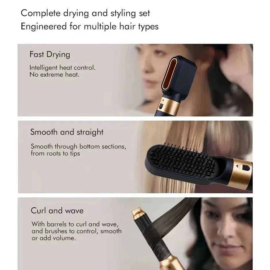New 5-in-1 multifunctional stylist curling straightener with brush and multifunctional hair dryer suitable for family travel W241025