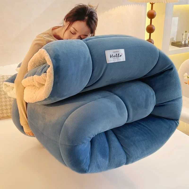 Winter Thick Warm Bedding Home Textiles Imitation Sheepskin Down Bedding Comfortable Single Large Soft Wool Throw Blanket W241024