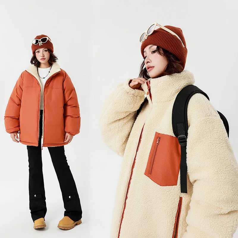 Winter mens wool outdoor jacket double-sided jacket mens thick fur warm and comfortable jacket collar Flce jacket W241024