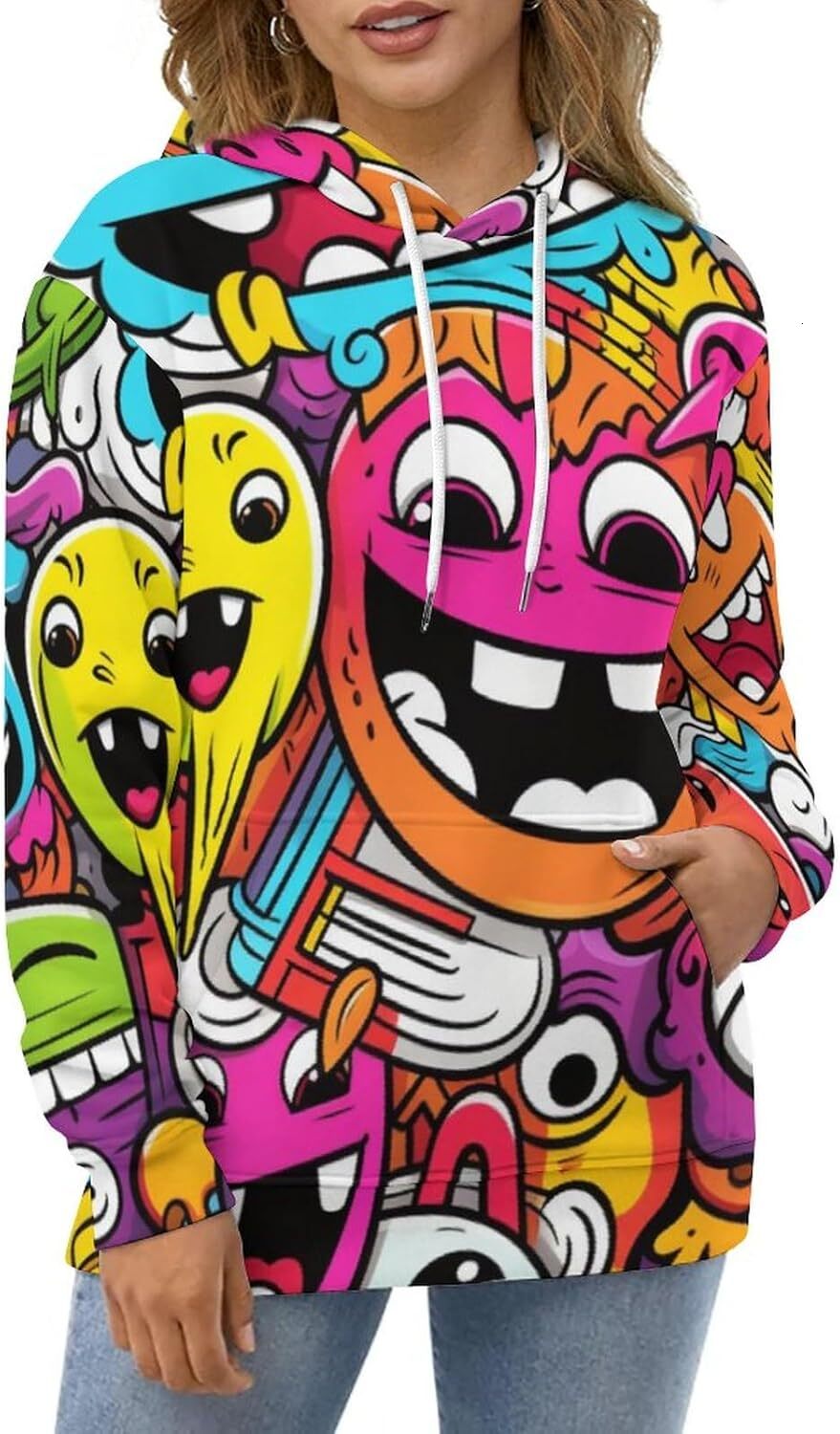 Hoodie for Mens Womens Mens Cartoon Graffiti Fashion Street Hip Hop Funny Hoodie, 3D Print Hoodies Graphic Fashionable and Warm