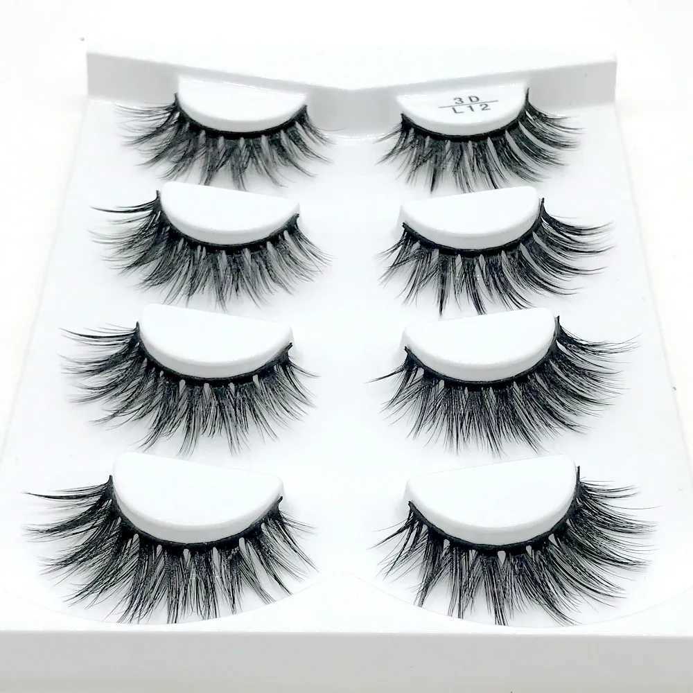 HBZGTLAD 4 pairs of natural false eyelashes false eyelashes long makeup 3D mint eyelashes extended eyelashesW241024