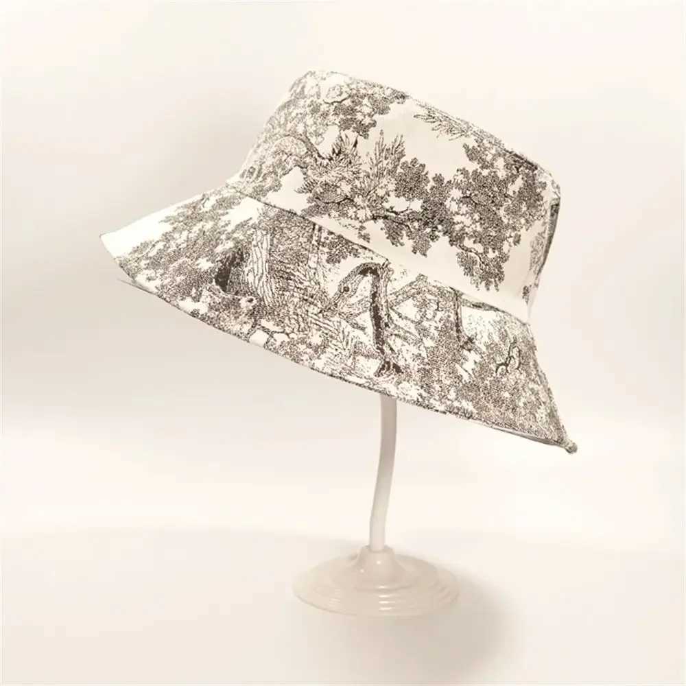Summer beach ink painting bucket hat mens tie fishing hat streetwear hip-hop C sun hat fisherman C W241024