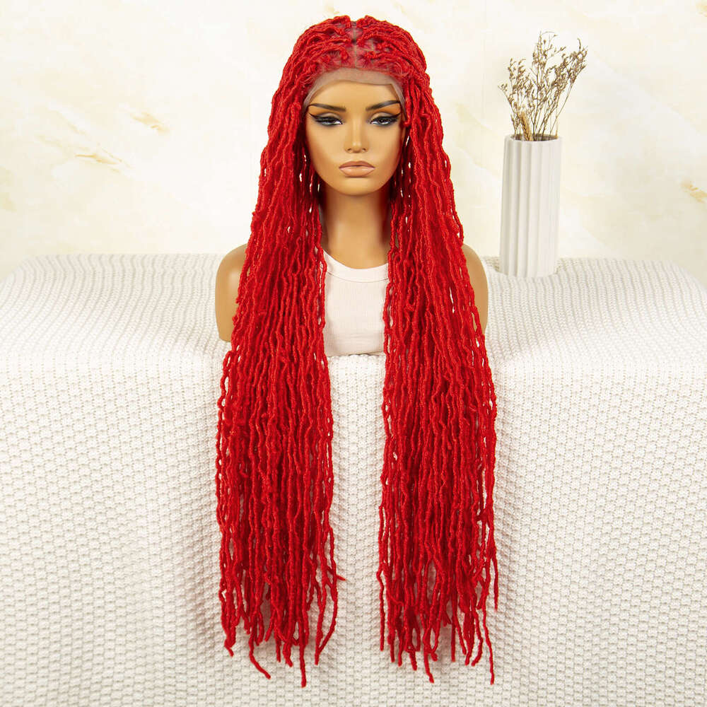 Red Box Braided Wigs Full Lace Braiding Wig Crochet Braids for Women Inches Knotless Twisted