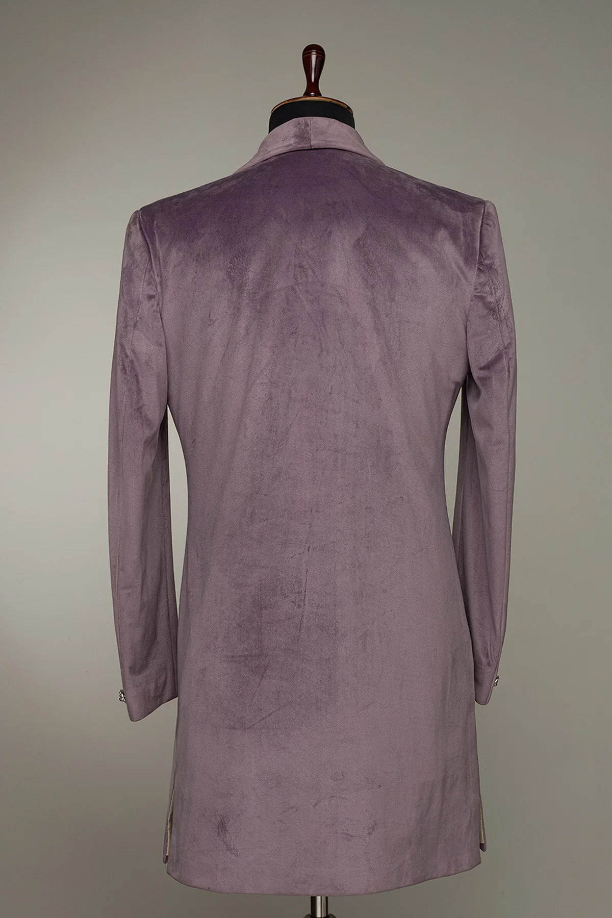 Elegant Men's Overcoat Stand Lapel Tailored Appliques Jacket 2 Piece Set Velvet Blazer Autumn Winter Plus Size Windbreaker Custom Made Coat+Vest