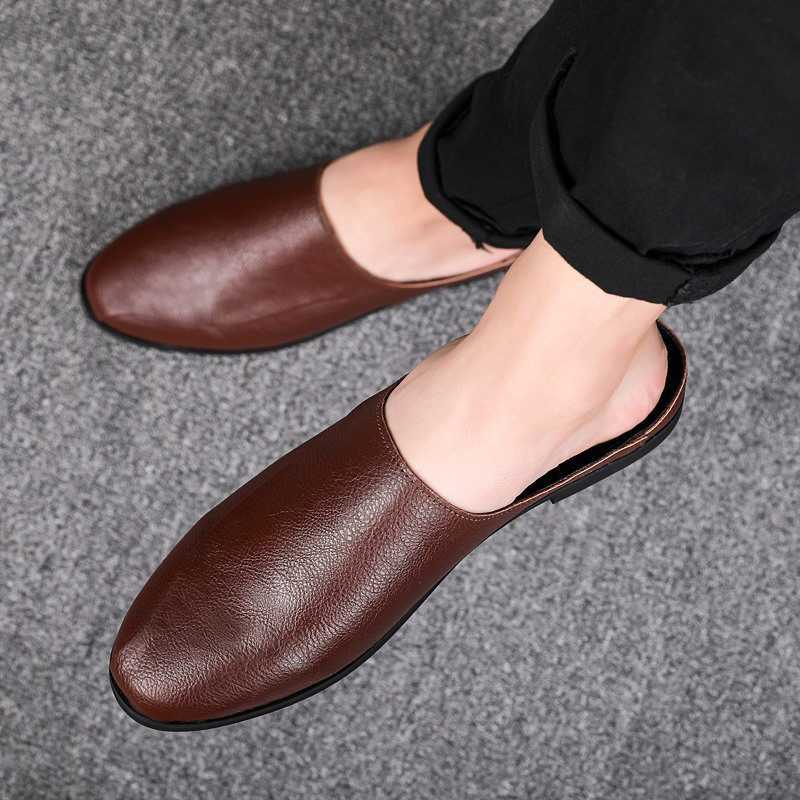 Men Dress Shoes Summer Mens Small Leather Shoes Fashion Casual Shoes One Step Lazy Half Slippers Dressing Slipper 241009