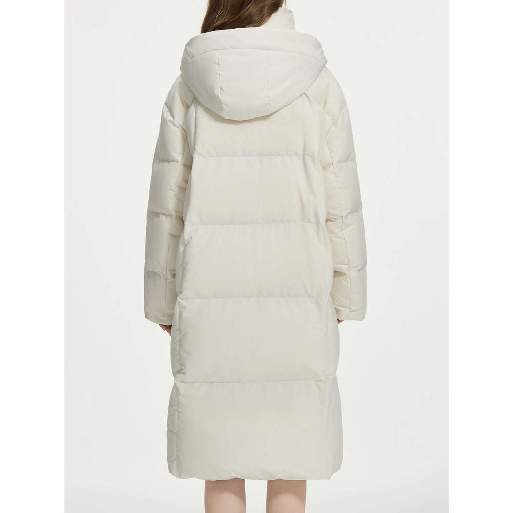 FSLE 209.4G Filg Amount Women Long Coats Hooded Winter Beige Thicken Jackets Stand Collar Female Down Coat 24Fs14079