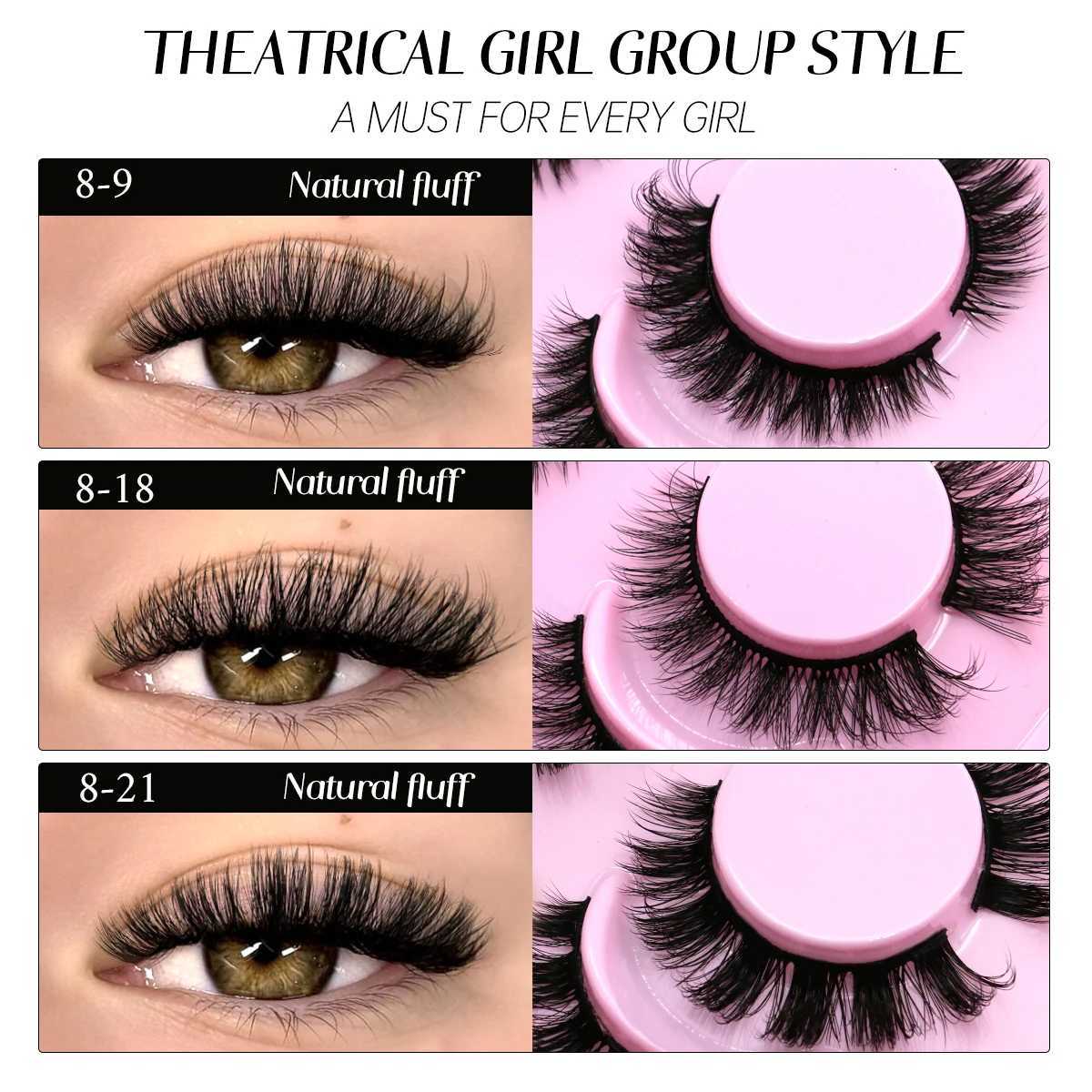 Groinneya Fluffy eyelashes 5/6 pairs of comic eyelashes 3D natural false eyelashes soft cross thick fluffy eyelashes extended makeupW241024