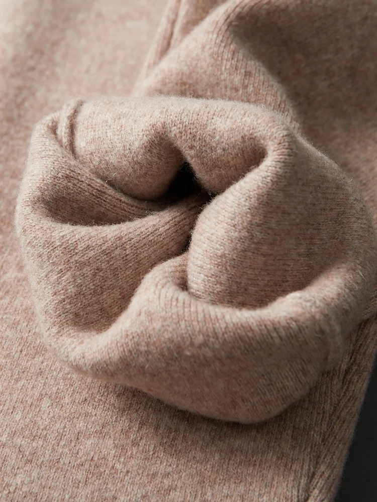 100% Merino wool knitted pants autumn and winter thick mens high waisted small leg pants casual fashion solid color warm pants 241024