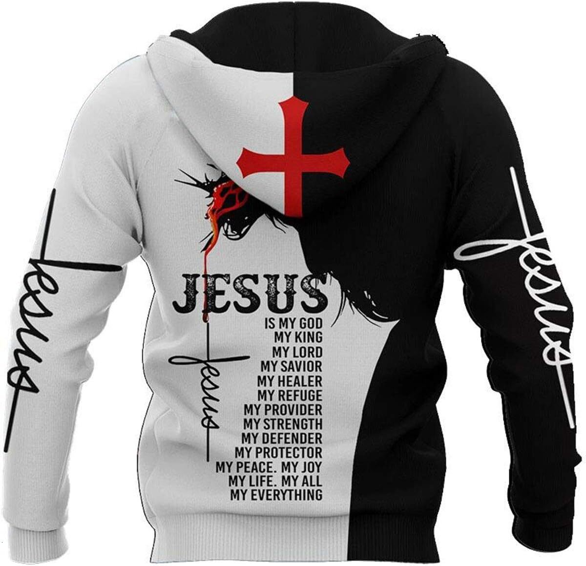 Hoodie for Mens Womens Mens 3D Hoodies Graphic Jesus My god My King My Lord My Savior My Healer Printed Hoodies Pullover Sweatshirts Graphic Hoodies s