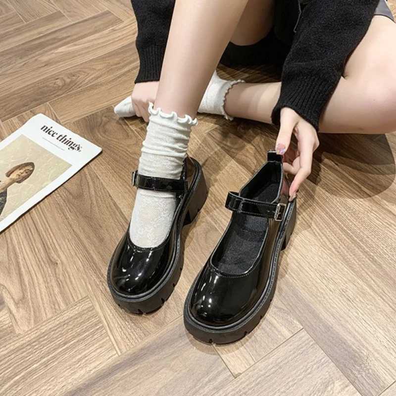 High Quality Lolita Shoes Japanese Style Platform Black High Heels fi Round Toes Mary Janes Leather Shoes Female Student Role Playing Shoes T241024