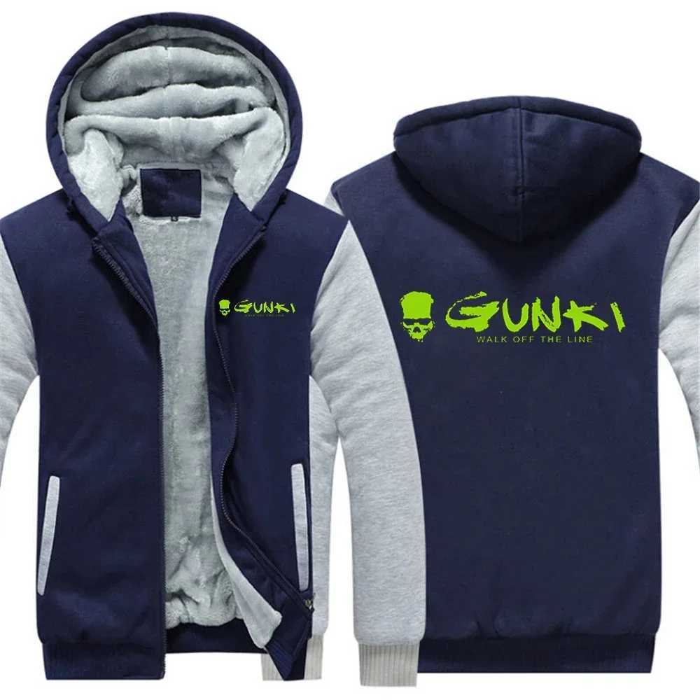 Gunki 2024 New Mens Autumn/Winter Lambswool Zipper Hoodie Cotton Thick Plus Warm Jacket Top W241024