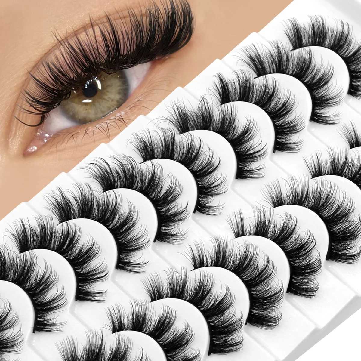 Groinneya Fluffy 3D artificial mink dramatic volume false eyelashes natural appearance soft full thickness curly Wispy eyelash extensionW241024