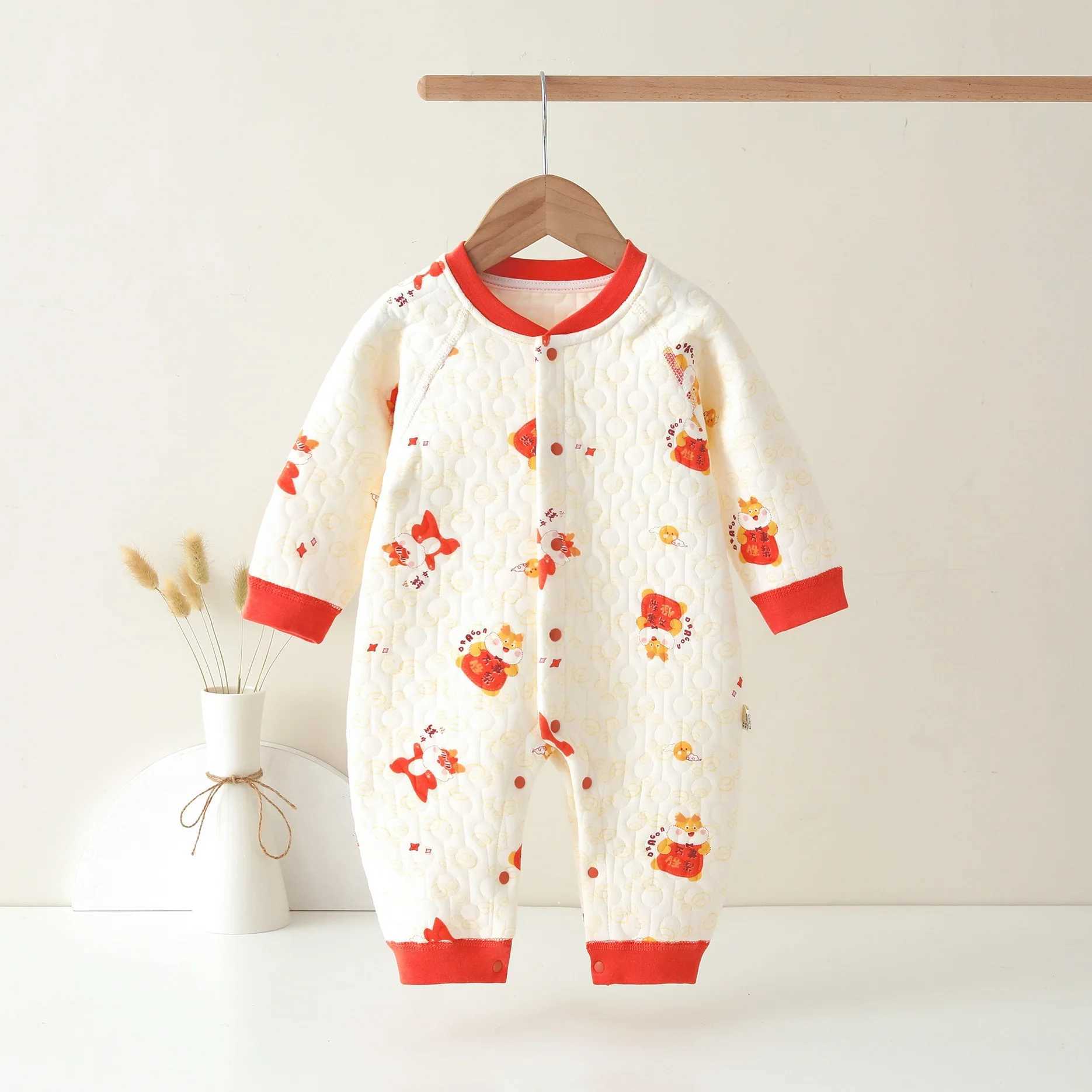 AYNIGIELL 2024 Autumn/Winter Newborn Thickening Heat Preservation Jumpsuit Romper Baby Boys and Girls PajamasXJ241025