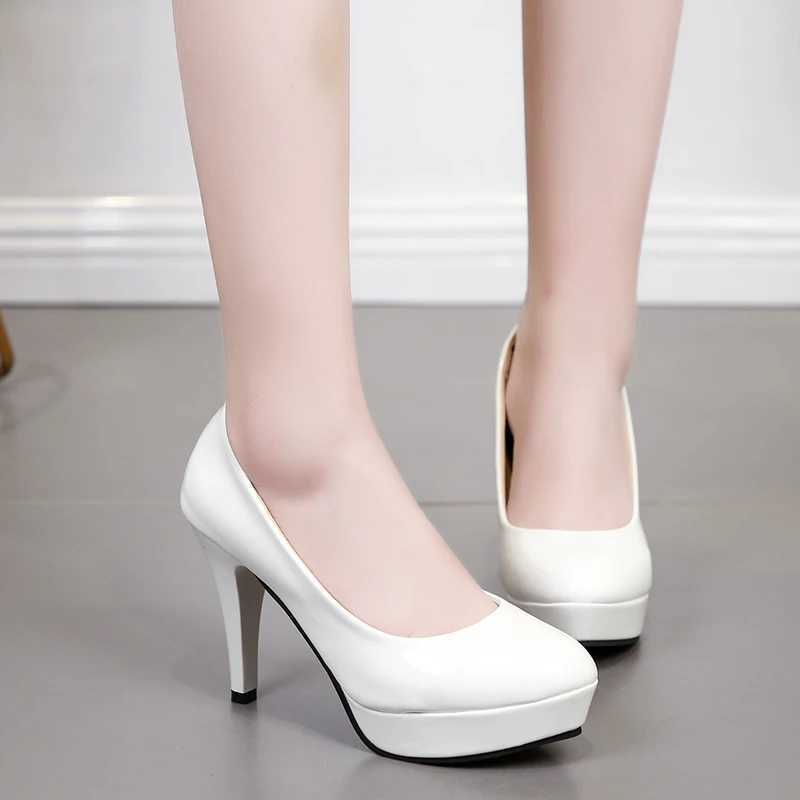 High Quality Womens Pump Fi Classic Patent Leather 10CM High Heels Bare Head Paltform Wedding Dress Womens Dress Shoes Size Up T241024