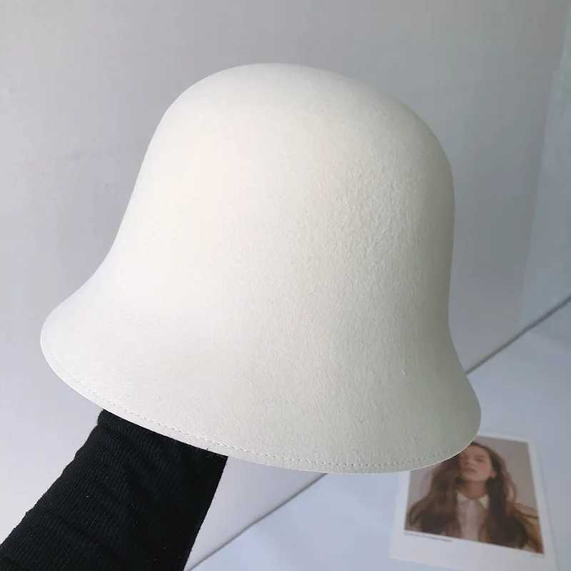 Top-grade pure wool fisherman hat women autumn winter fashion all-match pure color small brim basin hat top hat fashion hatX241025