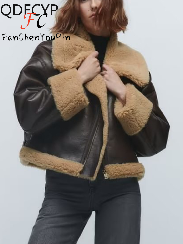 Womens Coats New Autumn Winter 2024 Casual Vintage Large Lapel Short Pockets Jacket Top Loose Lamb Wool Lazy Warm For Women
