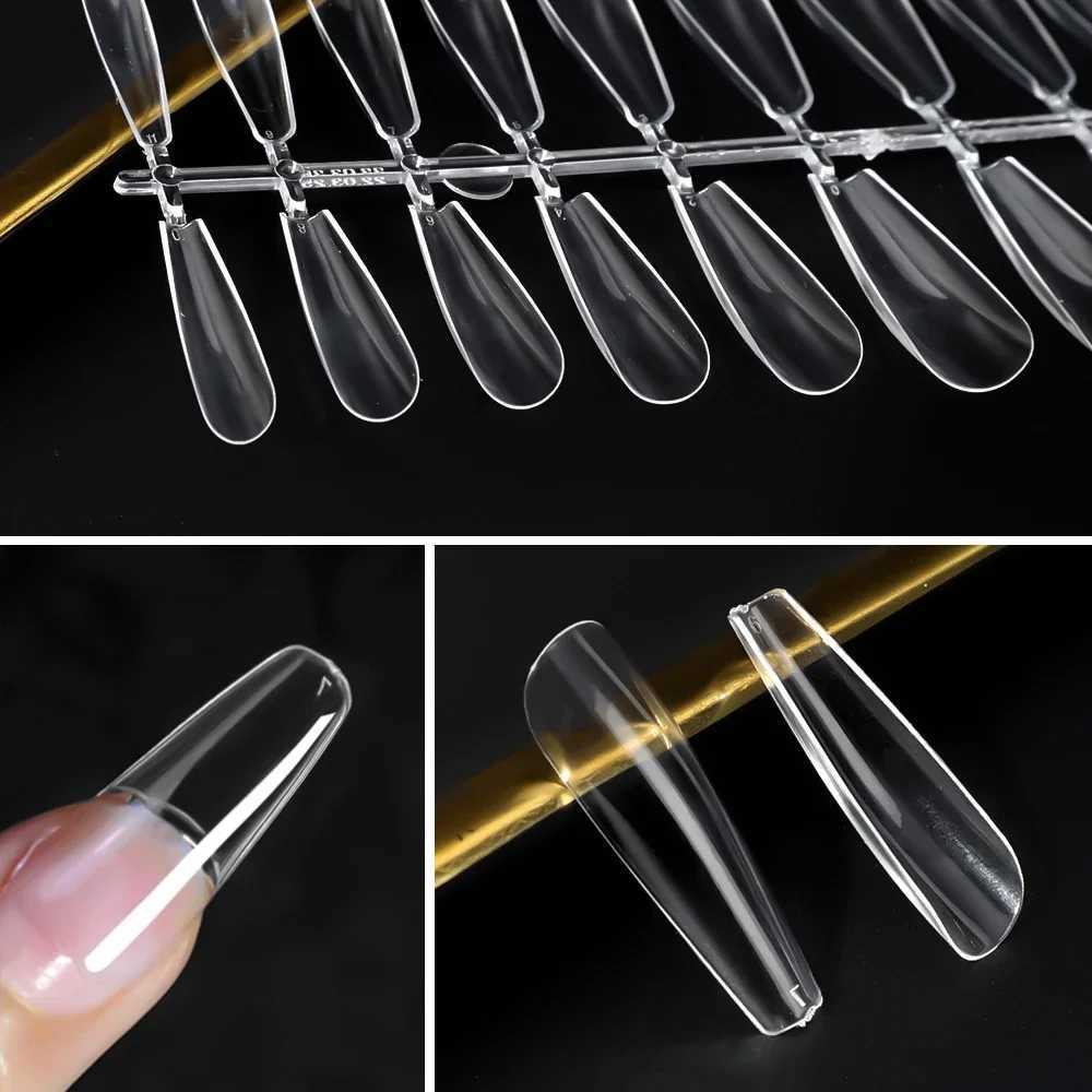 120pcs Clear Nail Extension Press on Nails Coffin Nail Tips Clear Full Cover Long Fake Nails Artificial Press on Long BallerinasXJ241025