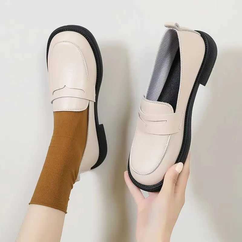 High Quality New Womens Leather Shoes UK Square Toe Low Foot Mat Daily Sliding Casual Shoes Academy Style JK Shoes Lolita Pump T241024