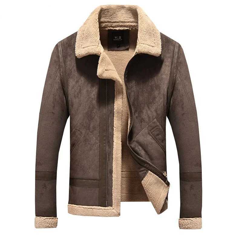 New personalized mens suede leather jacket for winter warmth artificial cashmere fur coat M-5XL jacket W241024
