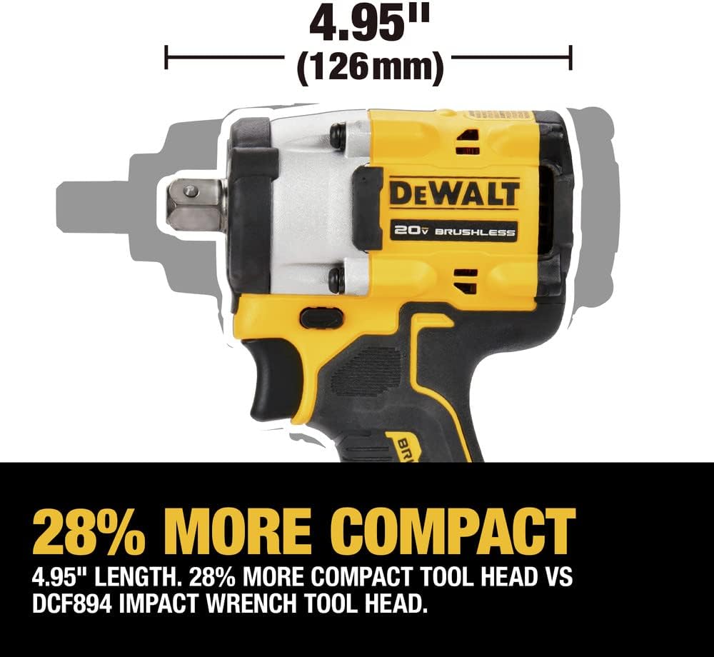 Dewalt DCF922B ATOMI 20V MAX 1/2 in Cordless Impact Wrench With Detent Pin Anvil (Tool Only)