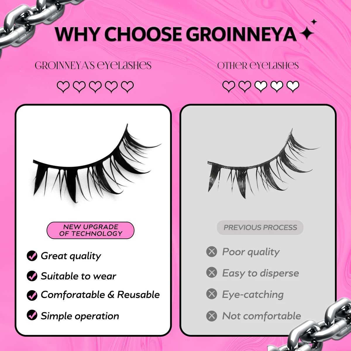 Groinneya 5 pairs of comic eyelashes 3D natural fake eyelashes soft cross Wispy eyelashes natural 3D artificial mink eyelashes extensionW241024