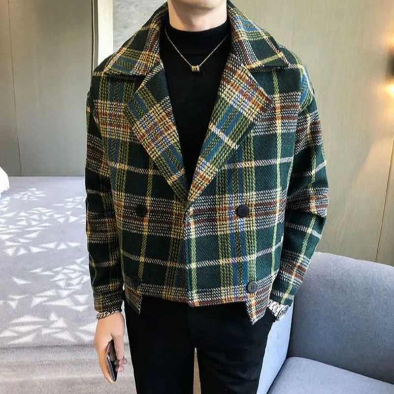 Mens wool and blend jacket roller coaster winter sales mens windproof jacket plain weave retro Harajuku trade high-quality clown Y2k W241024