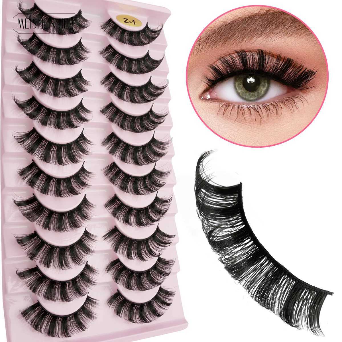 Artificial Cils 5/10 Double 3D Mink Eyelash Natural Long Wispy Fluffy Handmade Fake Eyelash Makeup Tool Full Eyelash MaquillajeW241024
