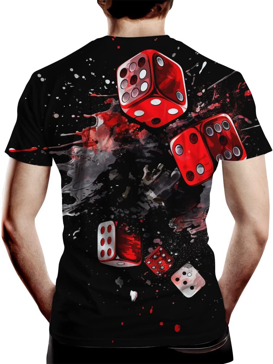 Mens T shirt Men's Poker Cards with Skull Print Short Sleeve Novelty Cool T-Shirt tee Casual tops summer clothes Hip hop trend