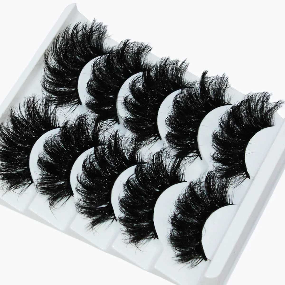 Thick Dramatic Faux Mink Eyelash -5 pairs of fluffy 3D eyelashesW241024