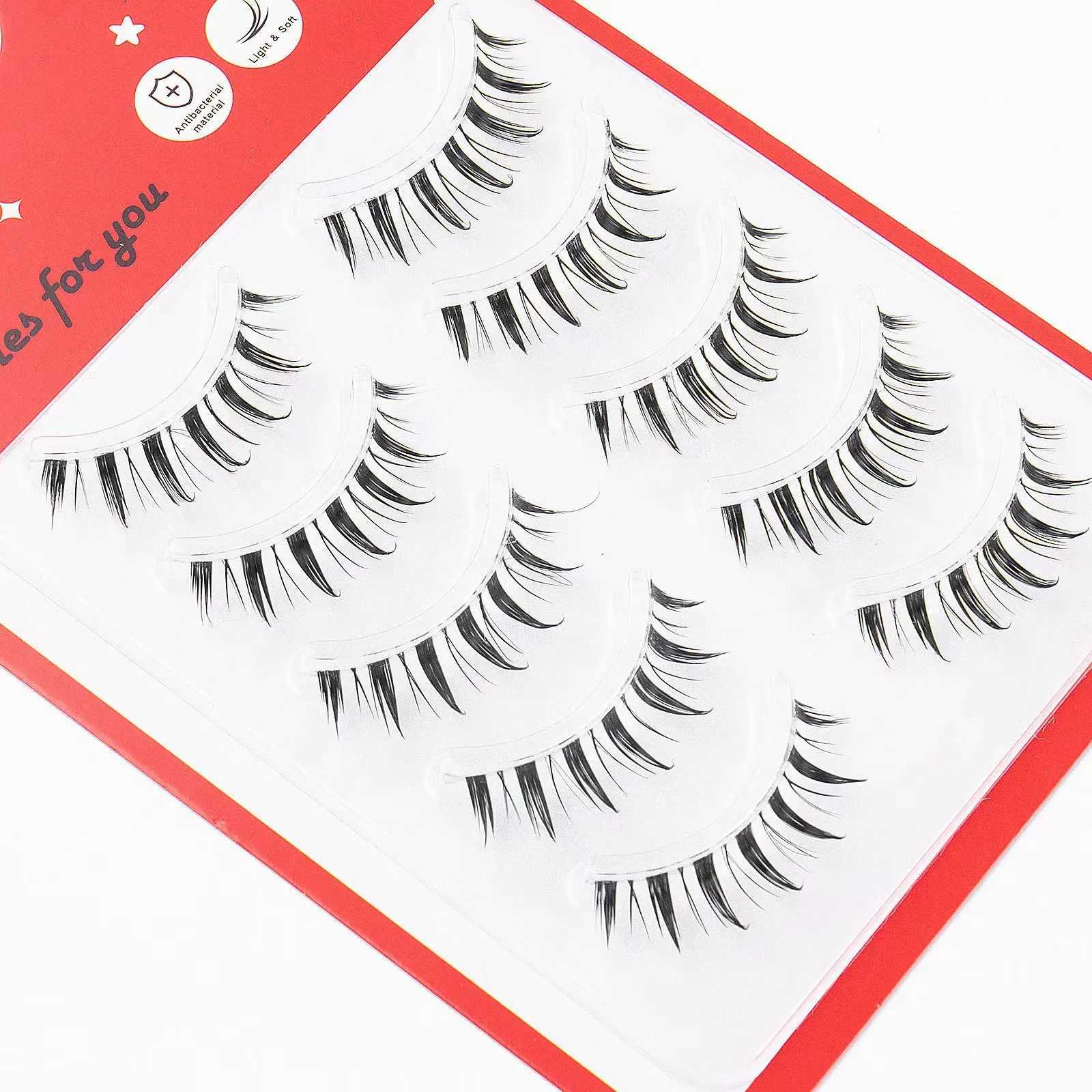 New 5 pairs of A/M shaped natural manga eyelashes soft eyelashes thick fake eyelashes manga daily dates makeup eyelashes WispyW241024