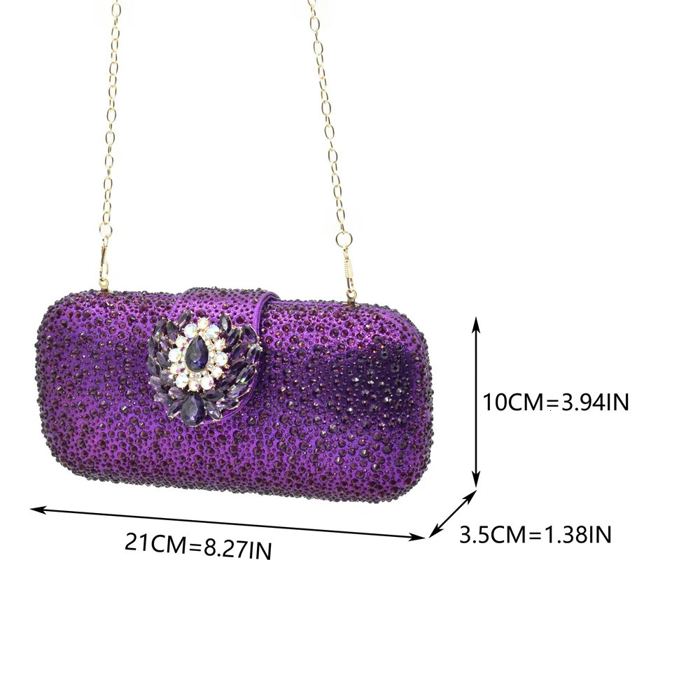 Purple Shoe and Bag Set Party Womens Shoes and Bags with Italian Elegant Diamond Womens High Heels Pump Womens Wedding Set 241024
