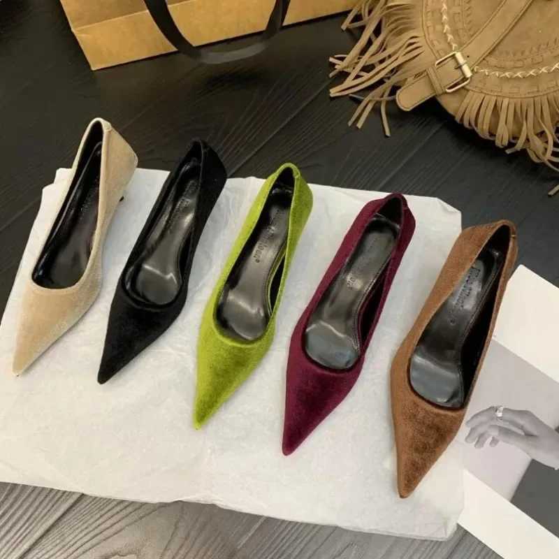 High Quality Fli High Heels Womens Low Toe Foot Pump Veet Shoes Slippery - Comfortable High Heels Womens Zapatos Mujer T241024