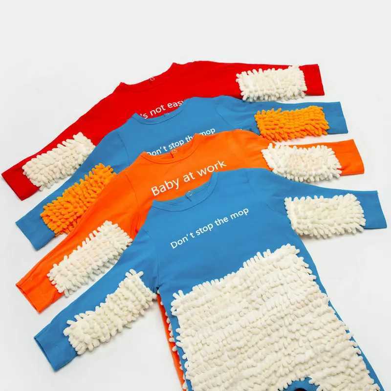 Baby Clothes 2024 New Baby Crling Clothes Baby Mopping Crling Clothes Dark Button English long-sleeved JumpsuitXJ241025