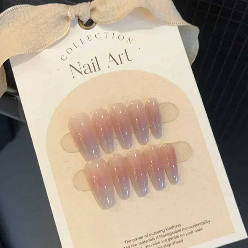 10pcs Handmade Coffin Fake Nails Blusher Gradient Press On Nails For Girls Wearable False Nail Full Cover Artificial Nail TipsXJ241025