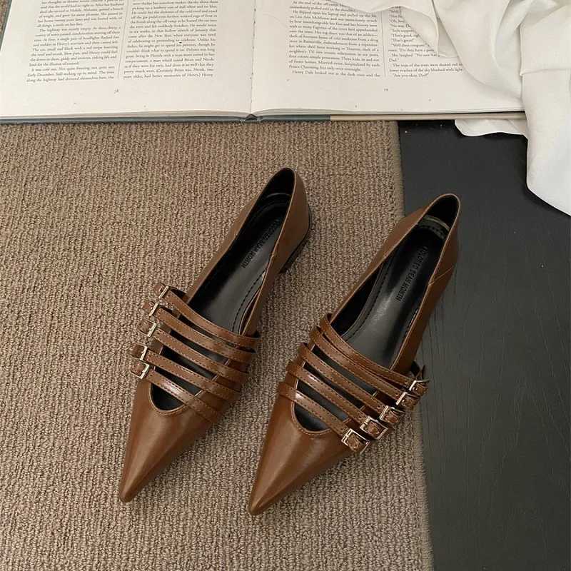 High Quality Womens pump shoes low toe toes gothic sexy elegance womens high heels white Loafers new buckle T241024