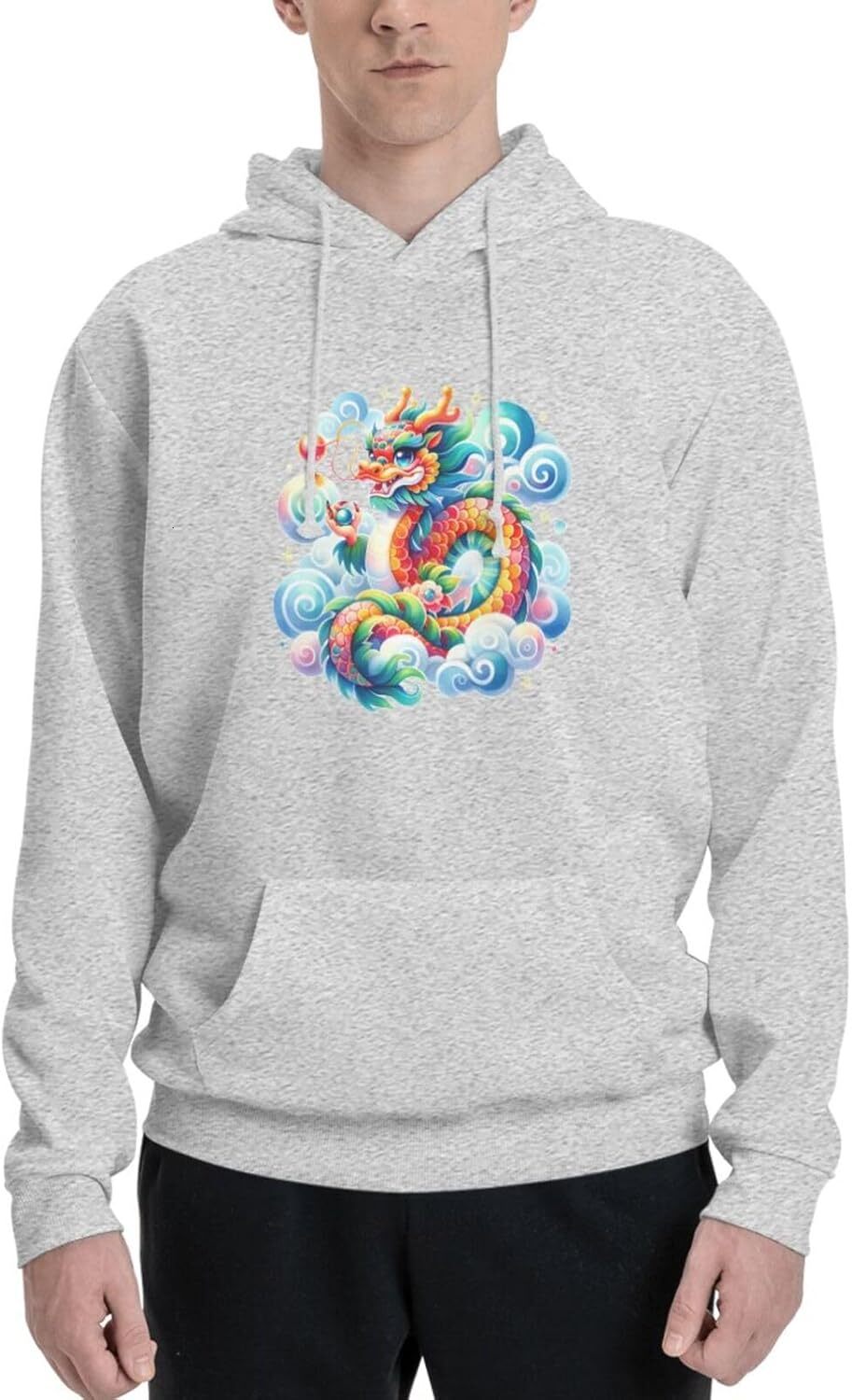 Hoodie for Mens Womens Funny Cartoon Chinese Dragon Print Hoodie for Women Men Animals Lovers Pullover Hoodies Leisure