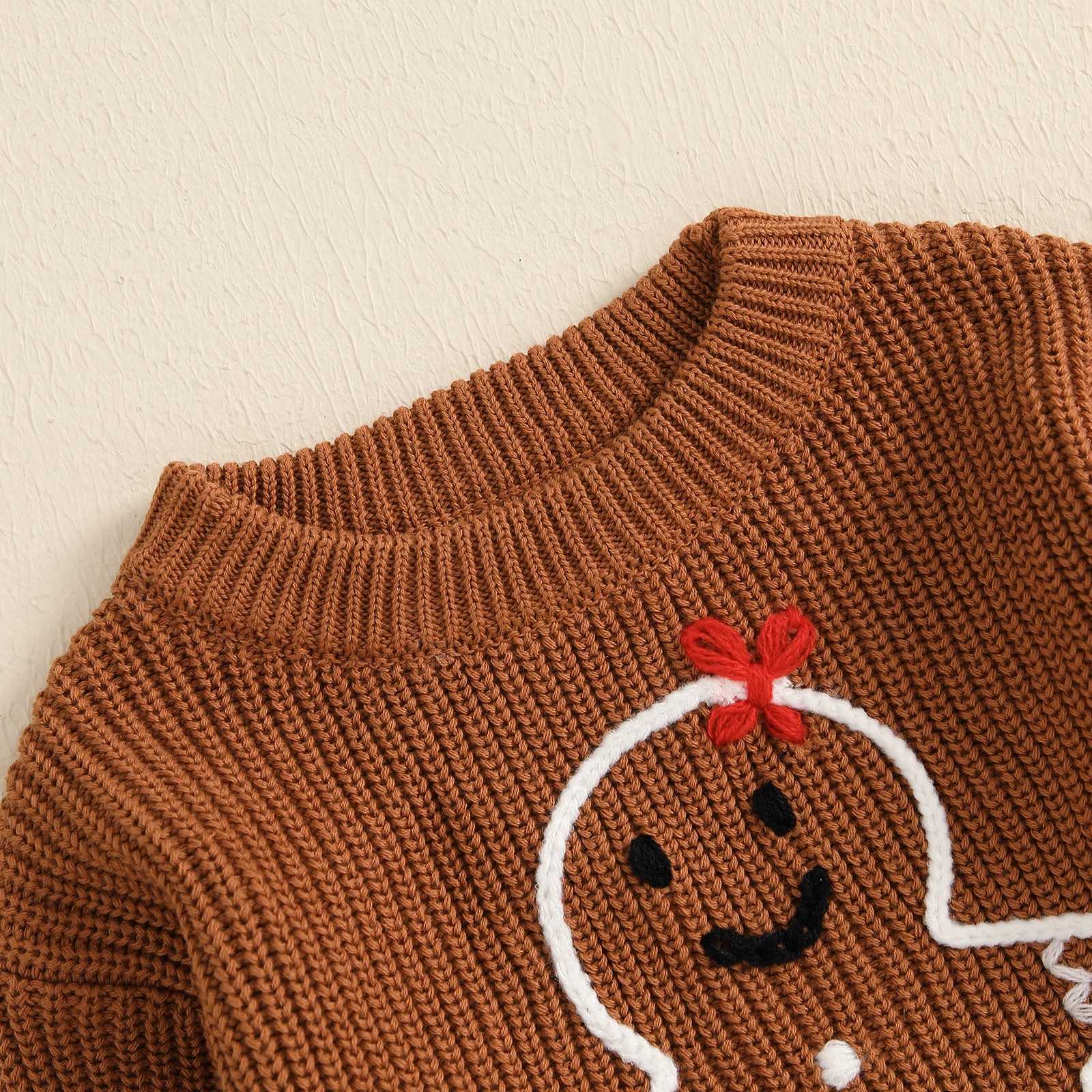 Christmas Baby Girl Boy Sweater Long Sleeve Lanhua Gingerbread Mens Embroidery Jumper Childrens Cotton Knitting W241025