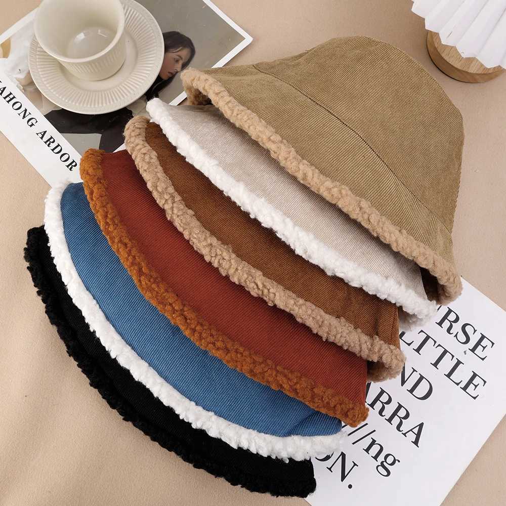 Soft Suede Lamb Wool Winter Bucket Hat Fashion Outdoor Warm Beanies Fisherman Hat Fashion Trend Ladies Windproof Panama HatsX241025