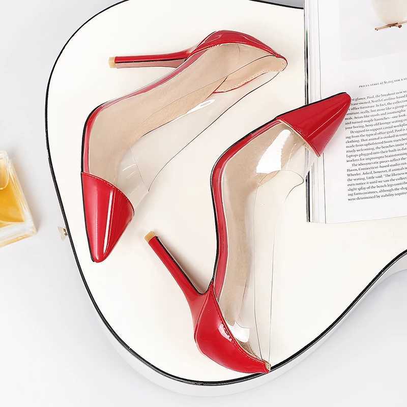High Quality Patent leather transparent womens high heels new summer highheeleds hoesv ersatilee legants exys ingleh ighh eelso versizeds ize4 7s mall