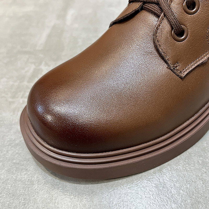 Designer shoes England head layer cowhide Martin boots women lace-up small short boots