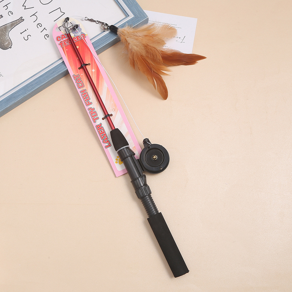 Feather Replacement Teaser Wholesale Pet Toys Fishing Reel Wheel Cat Interactive Training Telescopic Pole Cross Border Fishing Rods