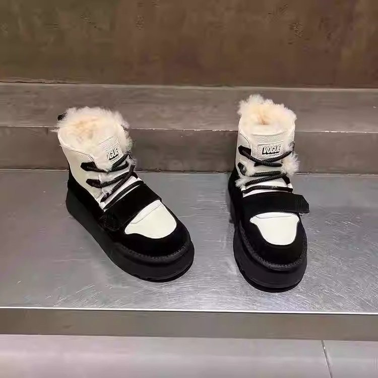 new designer men womens snow winter cotton warm fur furry shoes velcro boots booties