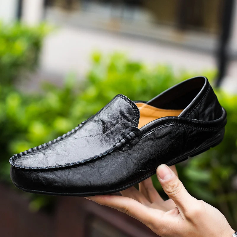 Summer Fashion Mens Loafers Italian Leisure Mens Shoes Real Leather Moccasins Lightweight Breathable Slippers 241024