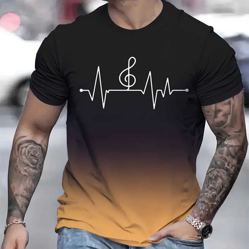 Casual Mens T-Shirt Summer Gym Short Sleeved T-Shirt 3D Ripple Pattern Printed T-Shirts Oversized Men Clothing Tops Outdoor NewXJ250117