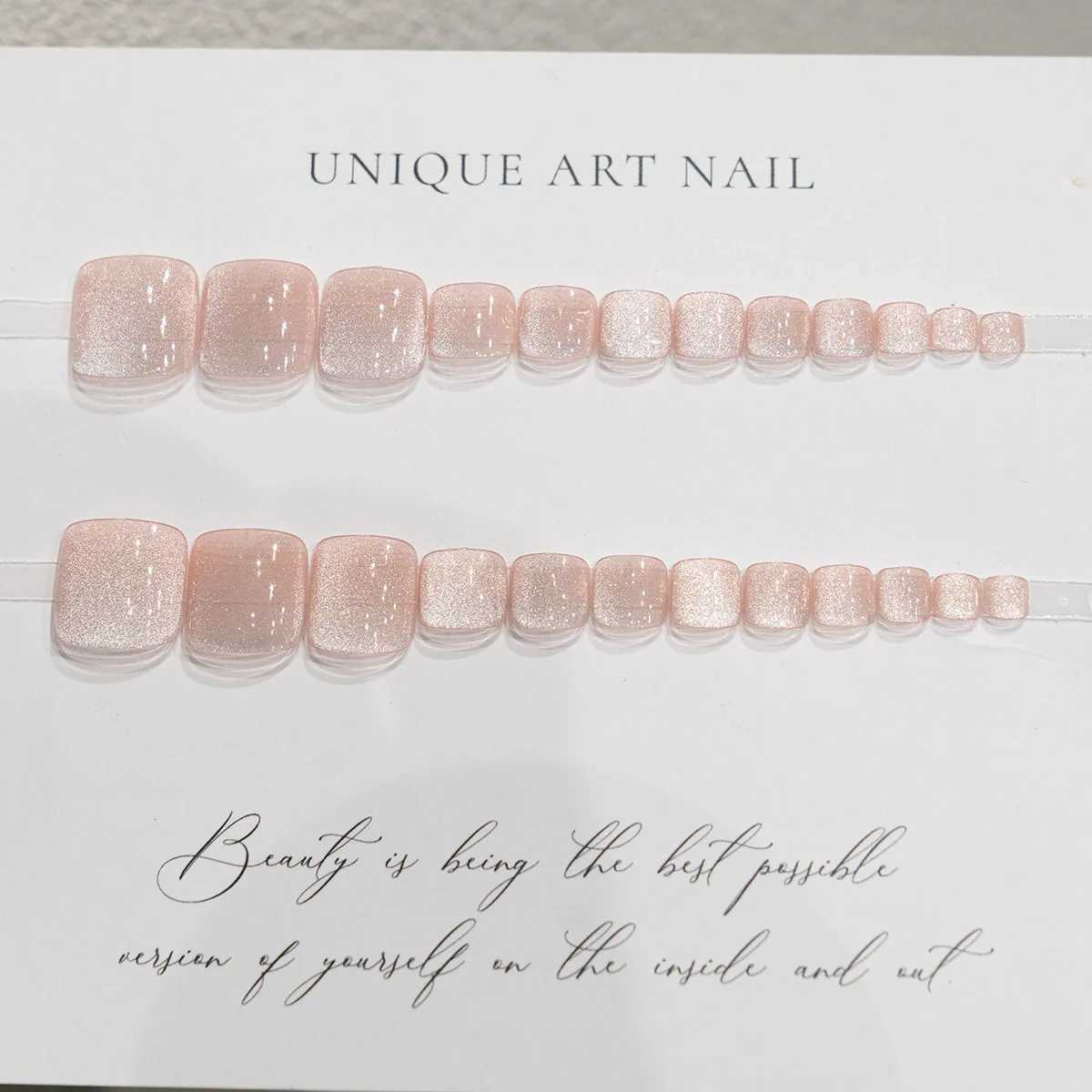 24pcs Glitter False Toe Nails Crystal Cat Eye Shiny Press on Toenails Full Cover Wearable Fashion Artificial Fake Footnail PatchXJ241025