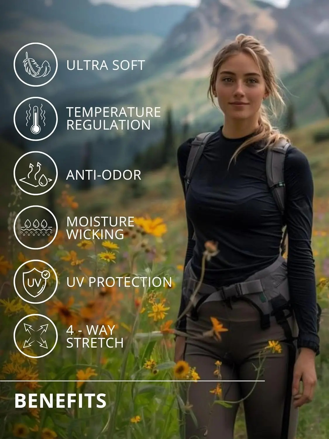 100% Merino Wool Base Layer Women Merino Wool Thermal Underwear Lightweight Long Sleeve Shirt Hiking Wicking Anti-Odor 170G 241024