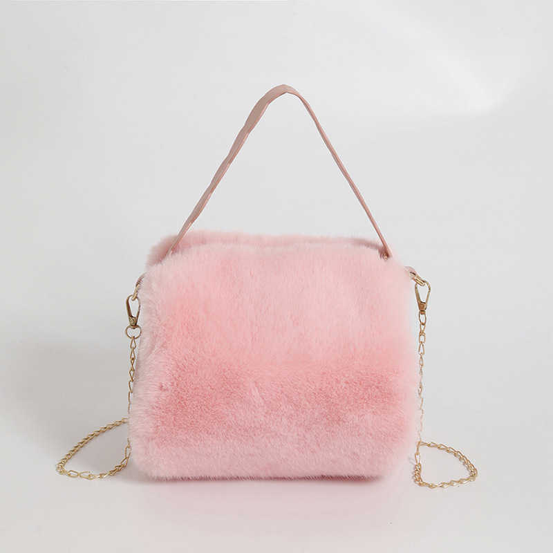 Autumn winter new fur bag, women's fashionable versatile chain shoulder crossbody bag, trendy pillow bag, hand-held plush bag 241015