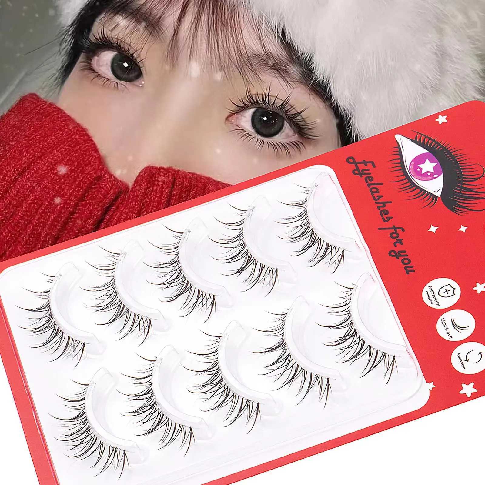New 5 pairs of A/M shaped natural manga eyelashes soft eyelashes thick fake eyelashes manga daily dates makeup eyelashes WispyW241024